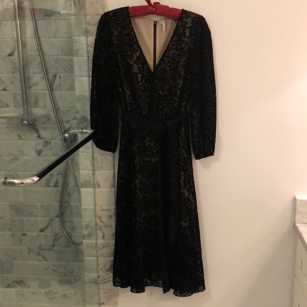 Alice + Olivia Burnout Velvet Black Cocktail Dress